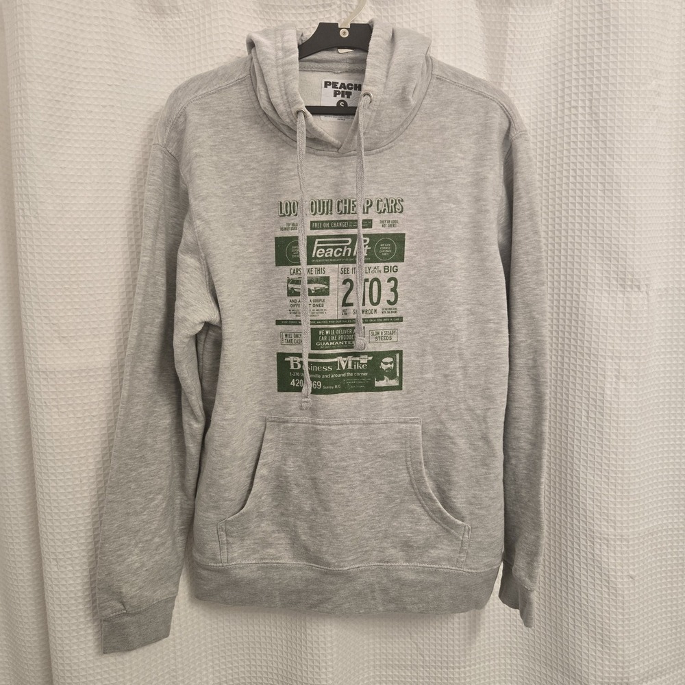 Peach Pit Band Hoodie Grey Adult Small S Look Out Cheap Cars Graphic Sweatshirt